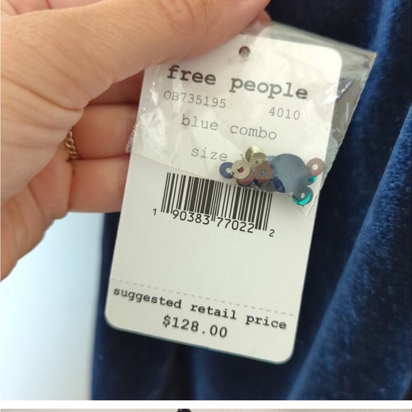 Free People Jill's Sequin Swing Mini Dress  Blue Combo XS NWT - Picture 5 of 9